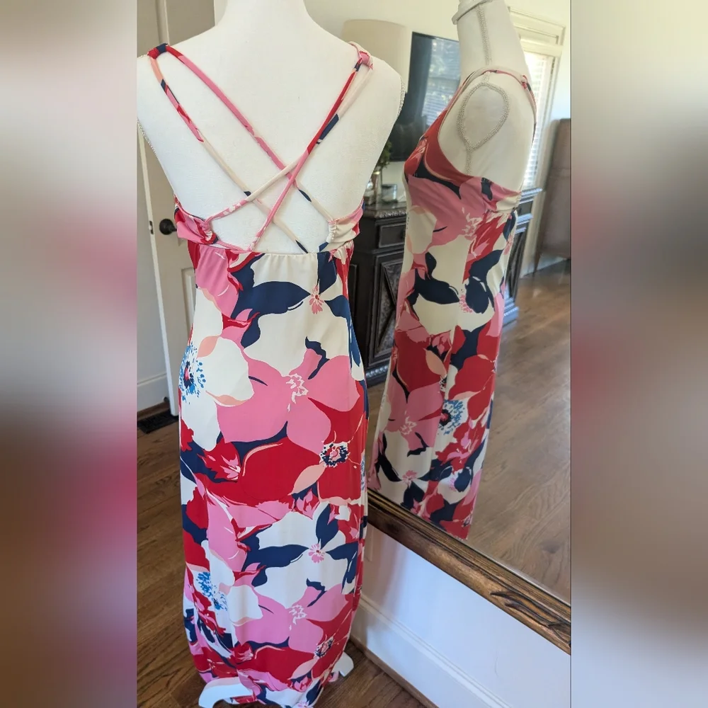 Floral Maxi Dress in Red and Pink